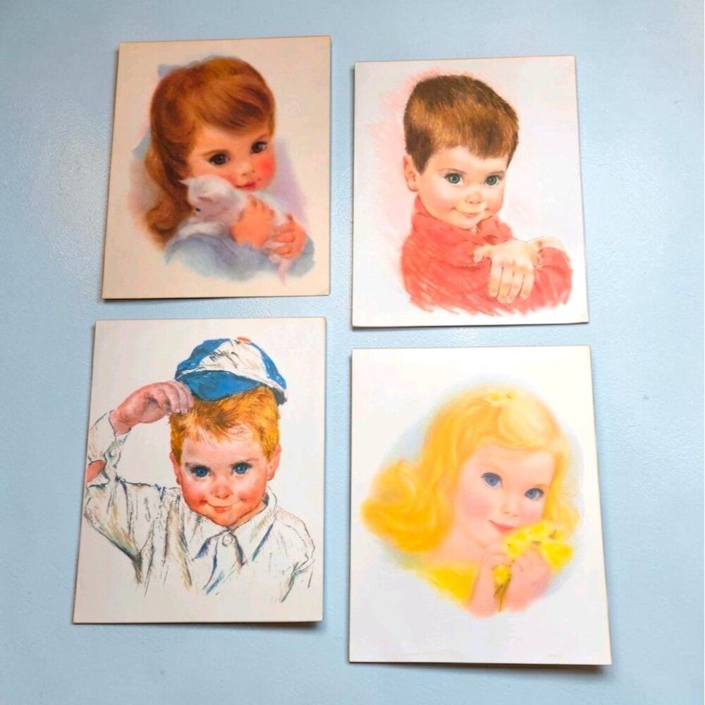 4 Vintage Frances Hook Northern Paper Mills Prints 14x11 American Beauties MCM